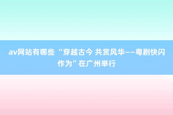 av网站有哪些 “穿越古今 共赏风华——粤剧快闪作为”在广州举行