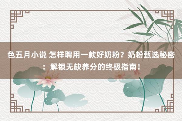 色五月小说 怎样聘用一款好奶粉？奶粉甄选秘密：解锁无缺养分的终极指南！