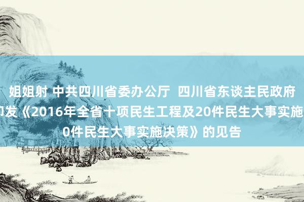姐姐射 中共四川省委办公厅  四川省东谈主民政府办公厅 对于印发《2016年全省十项民生工程及20件民生大事实施决策》的见告